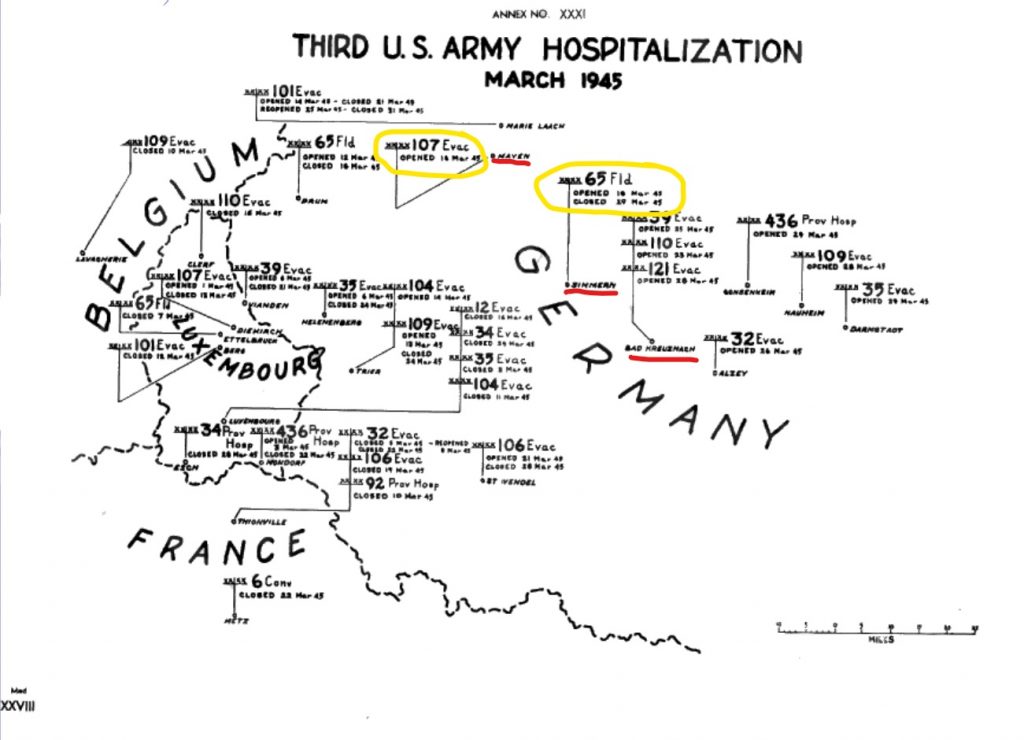 Third Army AAR Map Hospitals March 1945