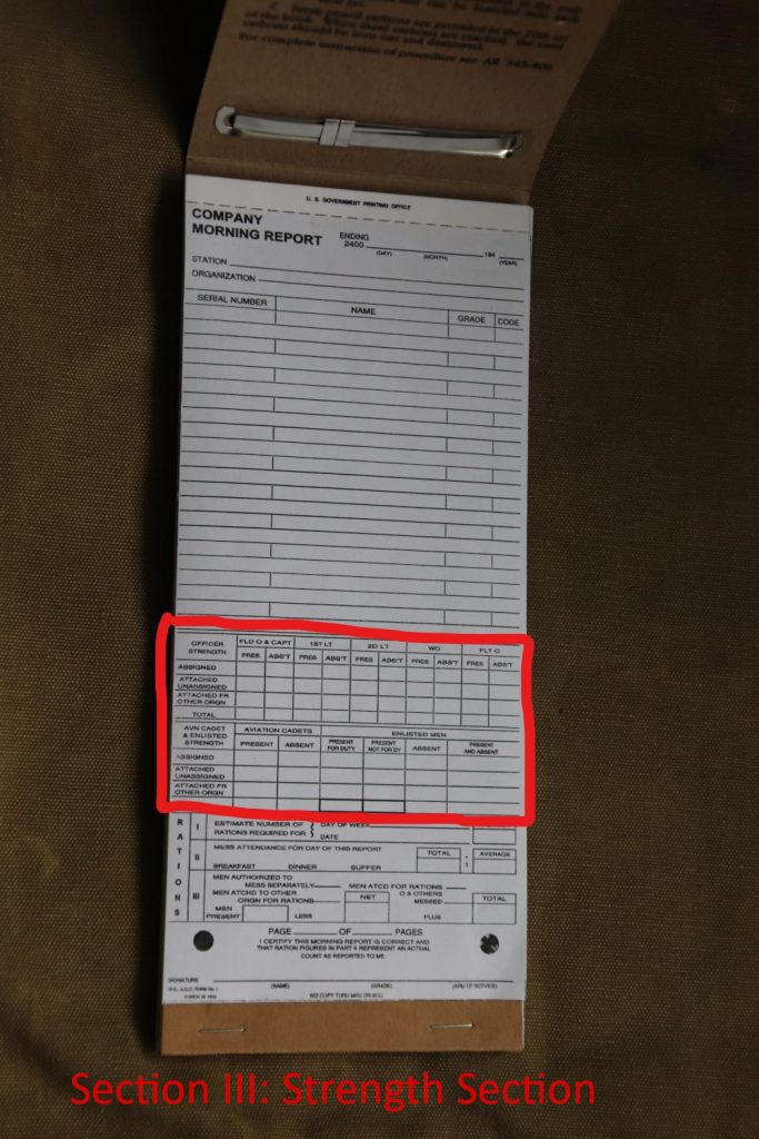 Company Morning Reports Sheet Section 3