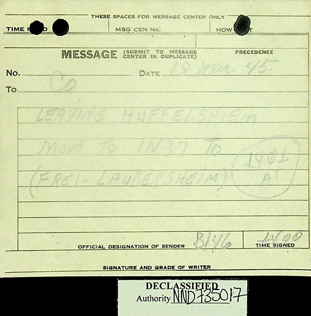 Message March 1945 Move B/46