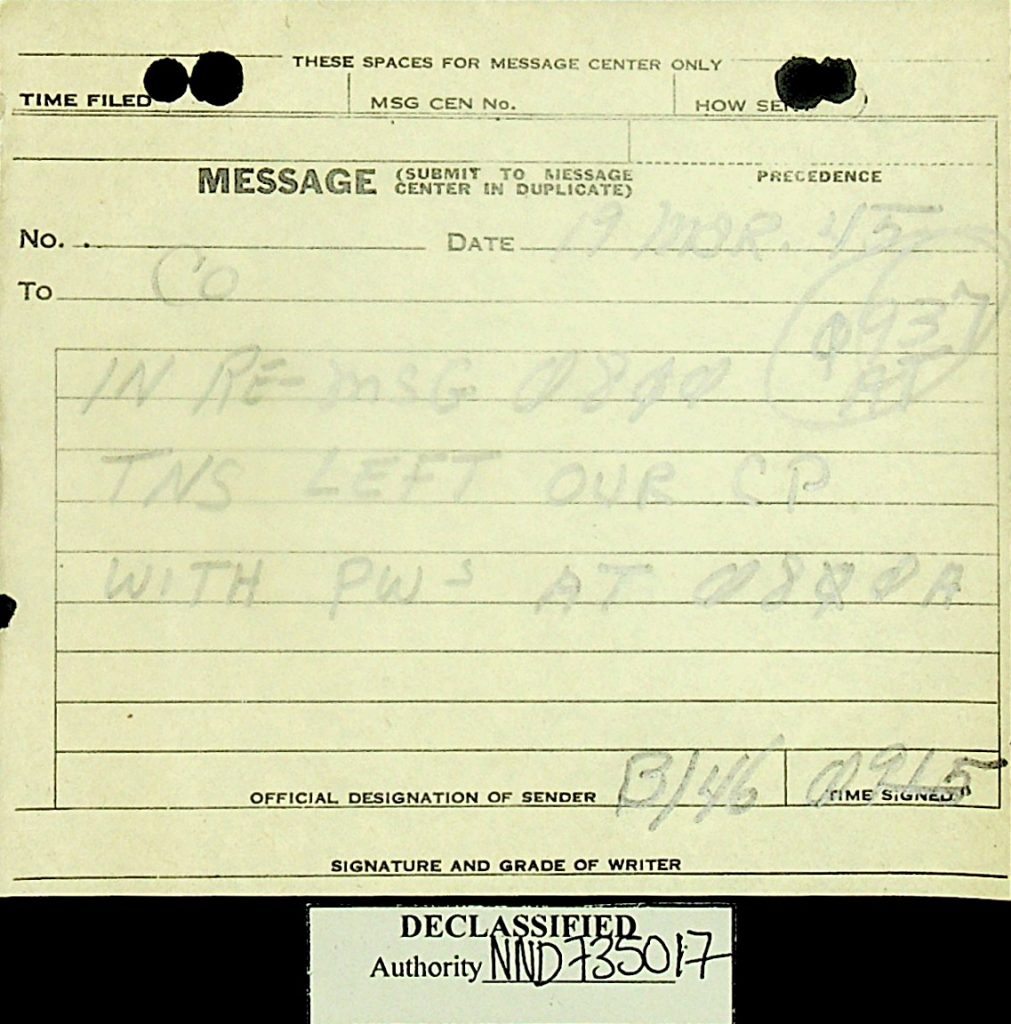 Message March 1945 American POWs