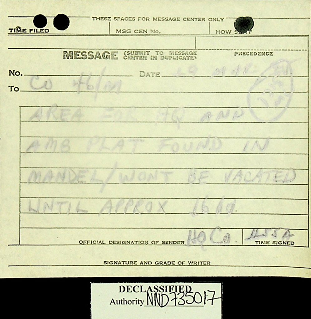 Message March 1945 Move 46th AMB