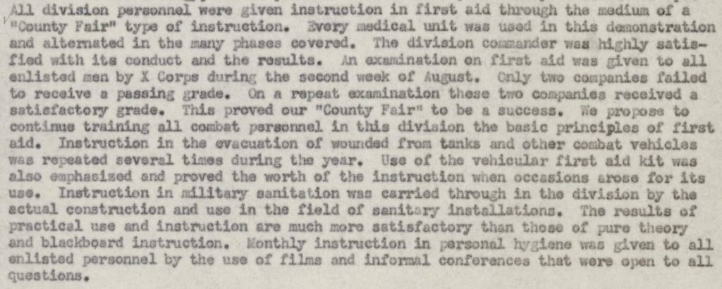 Activity Report Division Surgeon 1943 - page 4 First Aid