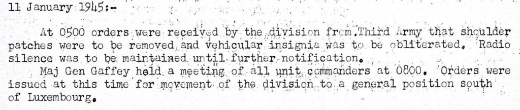 4th AD Combat History Jan 11th, 1945