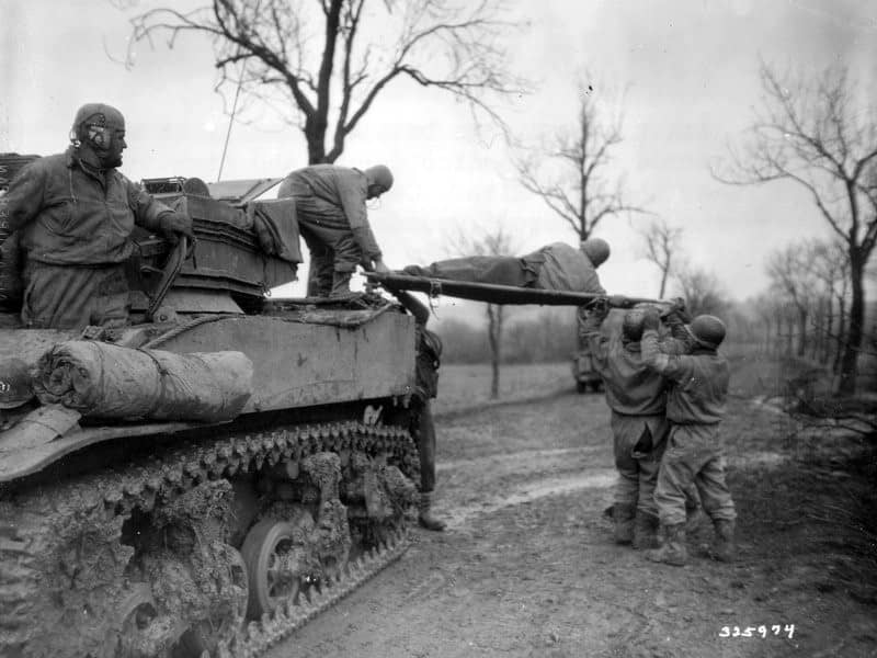 Evacuating Casualties Stuart Tank Lorraine November 1944-min