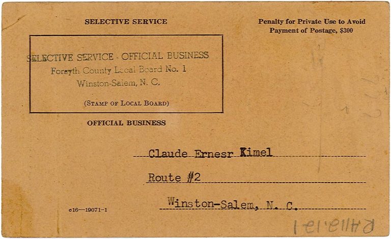 Kimel Selective Service Card.1