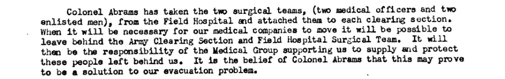 Division Surgeon Journal: ASG teams to Clearing Stations